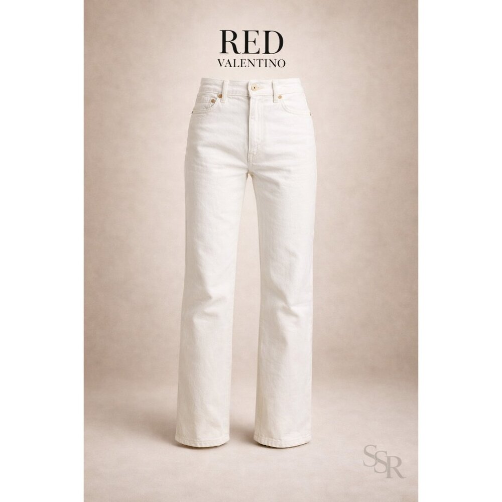 Red Valentino White Jeans High Rise Straight Leg Italy Luxury Denim Size 31